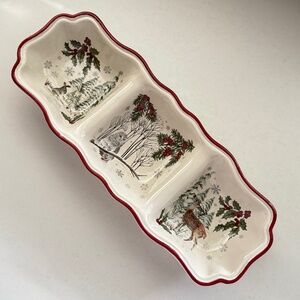Better Homes and Gardens Winter Forest Ceramic 3-Section Serving Dish Heritage